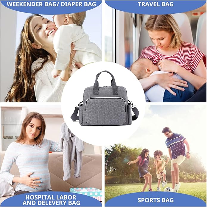 Crossbody Small Diaper Bag, Cute Mini Baby Diaper Tote Bags with Insulated Pockets for Traveling Outdoor Parent