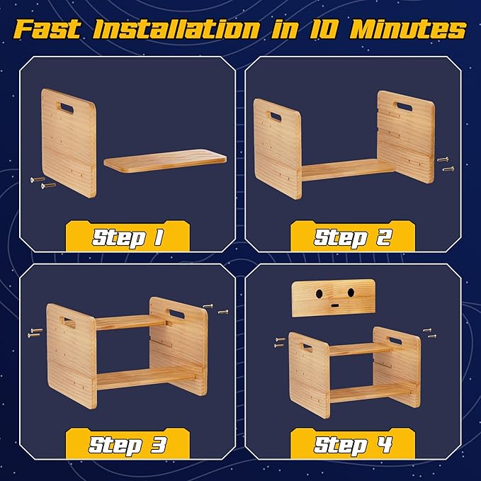 COSYLAND Robot Shaped Kids Step Stool with Handle - Height Adjustable 2 Step Stool for Toddlers - Stable Wooden Nursery Step Stool for Toilet Potty Training, Bathroom, Kitchen (Natural)