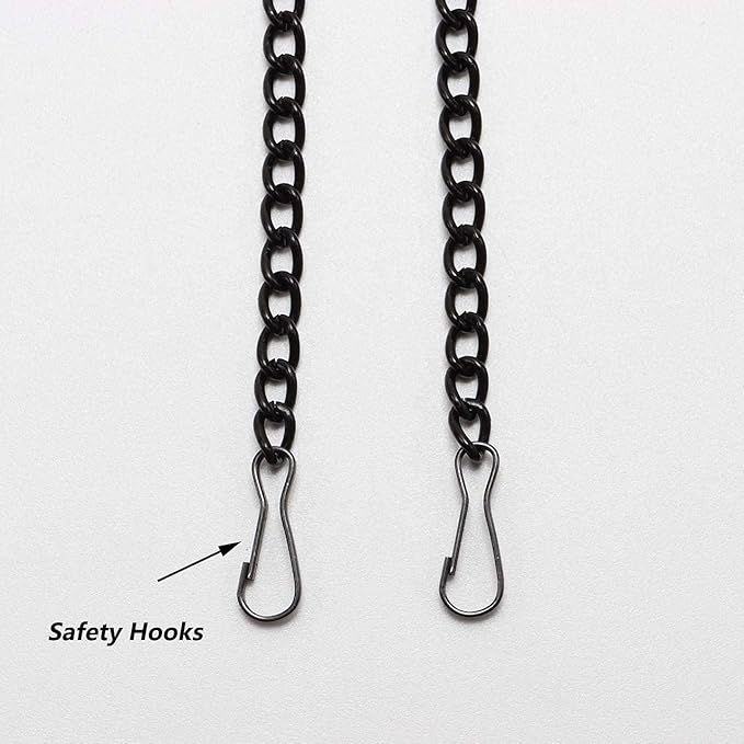 Bieye Metal Chain with Suction Cup Hook for Tiffany Style Stained Glass Suncatcher, 25 inches Long Black Nickel Plating Chain003