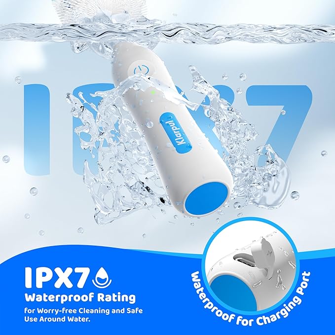 Electric Bottle Brush Cleaner, IPX7 Waterproof Baby Bottle Cleaner Kit with Replaceable Nipple Brush & Extender Rod, 2 Speed Modes, 360° Auto Cleaning, 2000mAh Battery, Rechargeable, Blue