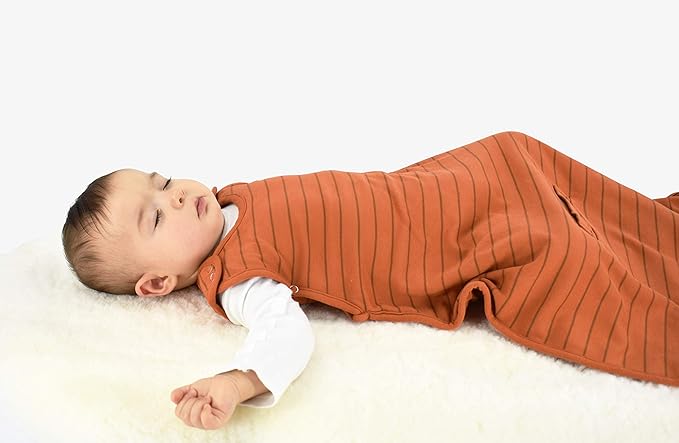 Woolino Merino Wool and Organic Cotton Ultimate Sleep Sack - 4 Season - Two-Way Zipper Adjustable Sleeping Bag - Universal Size Sleep Sack for Baby (2-24 Months) - Rust