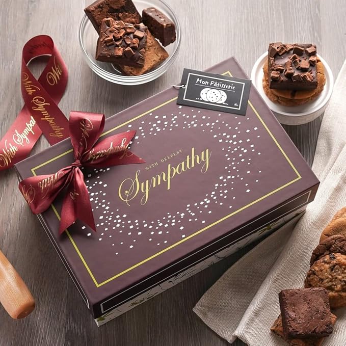 Broadway Basketeers Condolence Sympathy Gift Baskets, Fresh Baked Assorted Brownies & Cookies Gift Box, Individually Wrapped Desserts Care Package for Condolences, Memorial, Remembrance