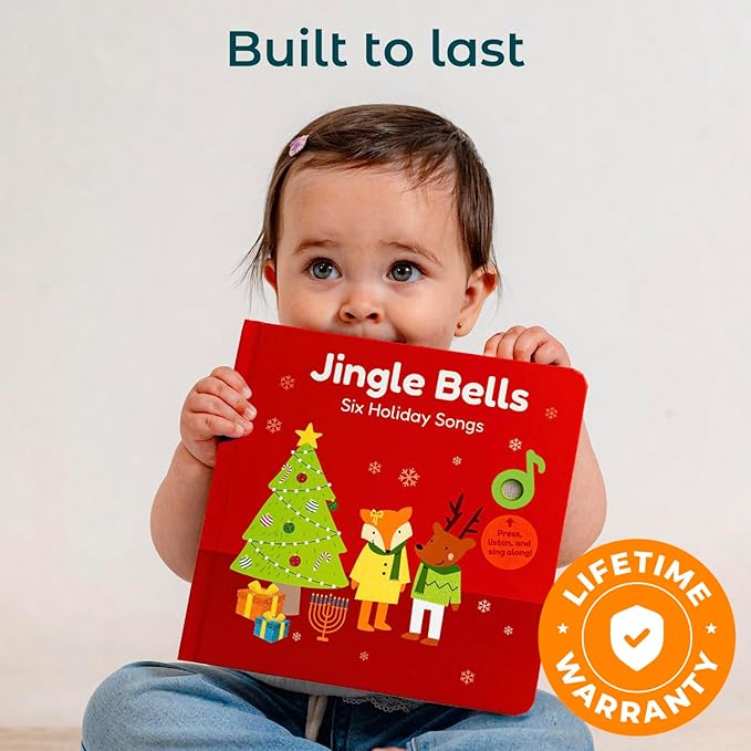 Cali's Books Jingle Bells USB-C Rechargeable Christmas Musical Book - Toddler Interactive Christmas Books for Kids and Babies - Sound Books for Toddlers 1-3 - Baby