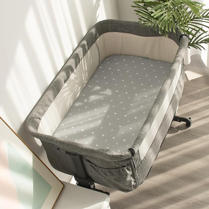 Bassinet Mattress Pad 35" x 20" x 1", Compatible with Jimglo 3 in 1, Ezebaby, Besrey Baby Bassinet and Other Bedside Sleeper, Waterproof Breathable Baby Foam with Removable Zippered Cover, Grey