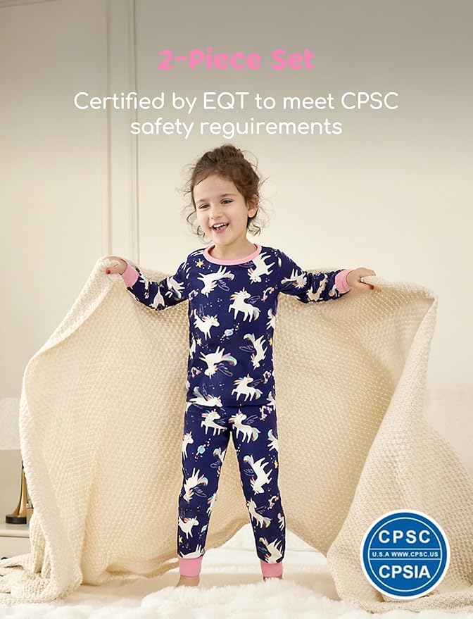 PATPAT Bamboo Viscose Pajama Sets for Toddler Boys & Girls Baby Kids, Ultra-soft Snug fit Pjs Sleepers for Birthday Holiday