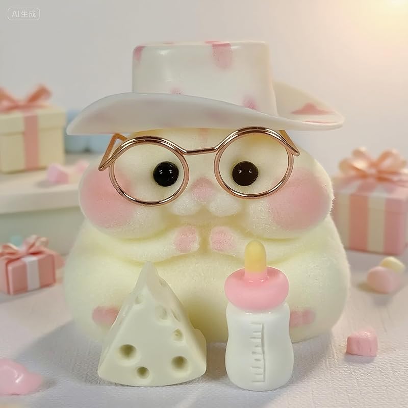 Handmade Taba Squishy Hamster Toy, Cute Squishy Hamster Fidget Toy, Realistic Hamster Toy, Soft Silicone Mochi Furry Toy, Stress Relief Gift for Adults & Kids, Sensory Anxiety Plushie (White)