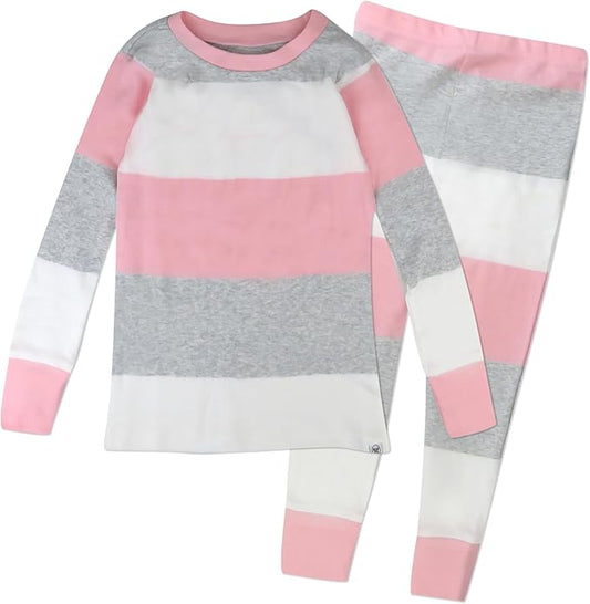 HonestBaby baby-girls 2-piece Pajamas Sleepwear Pjs 100% Organic Cotton for Baby, Toddler, Kids, Girl