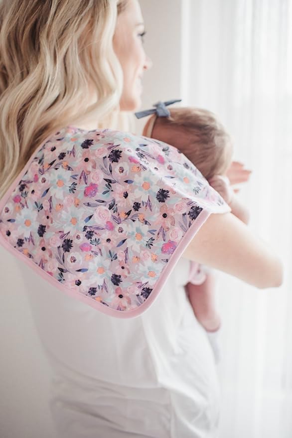 Copper Pearl Premium Baby Burp Cloths - 3-Pack Large Cotton Burp Cloths, Extra Soft Spit Up Rags with 3 Absorbent Layers, Perfect for Baby Girl Gifts (21" x 10" Size, Morgan Set)