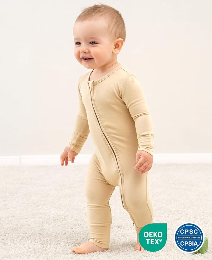 Footless Pajamas Baby Boy Girls, Viscose from Bamboo Baby Pajamas, Two Way Zipper Sleepers, Newborn Pjs