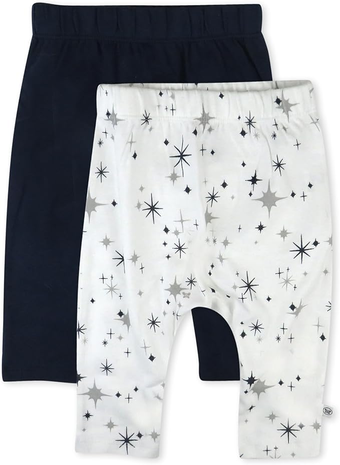 HonestBaby Unisex-Baby Multipack Harem Pants Roomy Fit Pull on Bottoms 100% Organic Cotton for Baby Boys, Girls