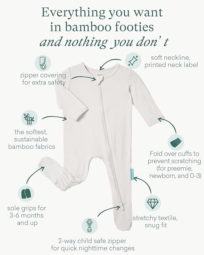 PurComfy Baby Zipper Footie Pajamas, Supersoft Bamboo Rayon Baby Footed Pjs Boy Girl 0-3-6-9-18-24 Month Coverall Sleepers
