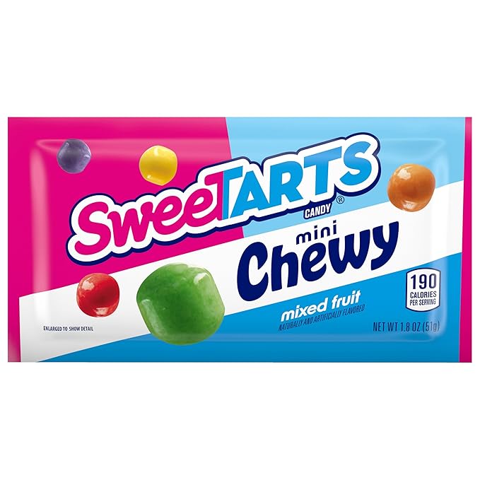 SweeTARTS Mini Chewy, Candy, Mixed Fruit, 1.8 oz, 24 count