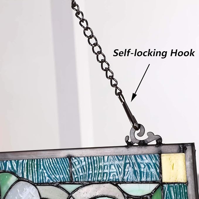 Bieye Metal Chain with Safety Hooks for Tiffany Style Stained Glass Window Panel Hangings, 30 inches Long Black Electrophoretic Coating, Chain001