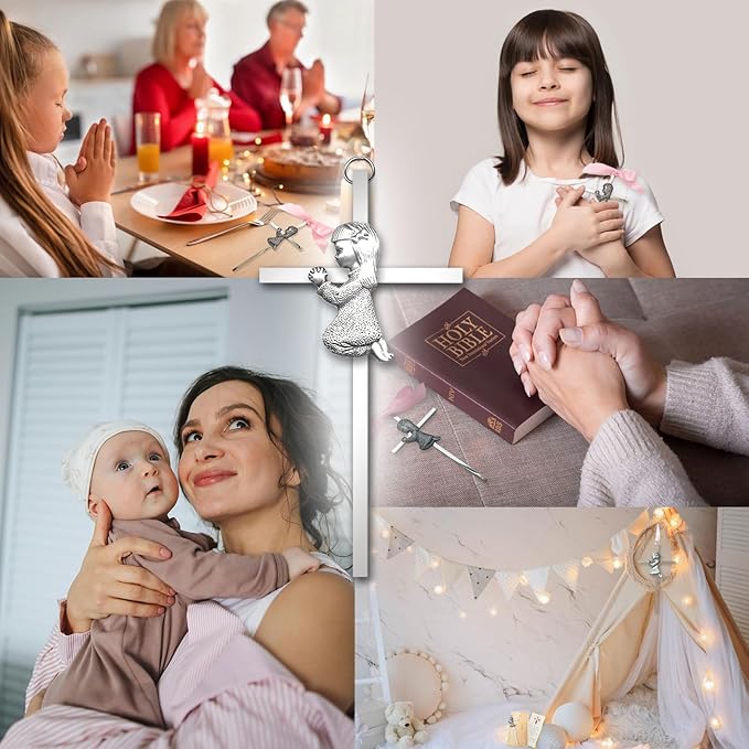 Baptism Gifts for Boys & Girls,First Communion Gifts for Kids,Christening Baby Shower Party 6in Praying Cross