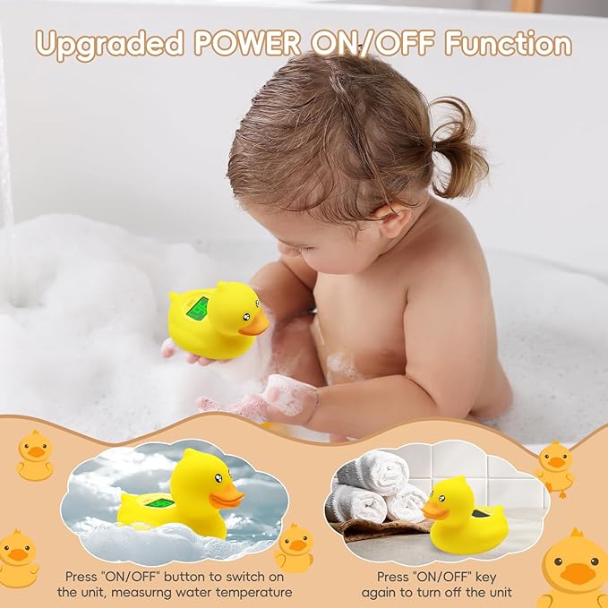 b&h Rechargeable Baby Bath Thermometer, Digital Floating Shower Thermometer for Infant Bathtub and Room, Upgraded Turn Off Function, Fast Temperature Reading, Safety Newborn Bath Time Toy (Baby Duck)