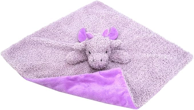 Baby Purple Dragon Soft Stuffed Animal Security Blanket, Plush Dinosaur Character Lovey Blanket, Baby Shower/Nursery Gift, Newborn Infant Toddler Snuggle Blankie for Boys Girls, 14 Inches