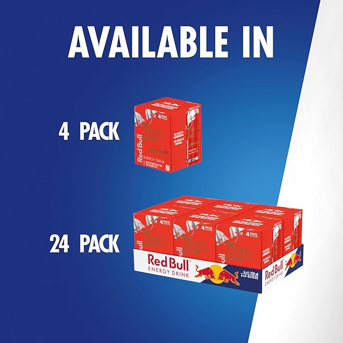 Red Bull Red Edition Energy Drink, Watermelon, with 80mg Caffeine plus Taurine & B Vitamins, 8.4 Fl Oz, Pack of 24 Cans