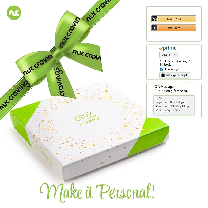 NUT CRAVINGS - Rosh Hashana & Shana Tova Dried Fruit & Mixed Nuts Gift Basket in White Gold Box (12 Assortments) Food Arrangement, Healthy Snack Care Package, Food Assortments