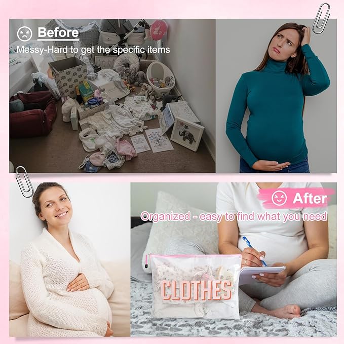 3pcs Hospital Bag Organizing Pouches for Labor and Delivery, Maternity Essentials Diaper Bag Organizer for Mom Travel (White, Large)