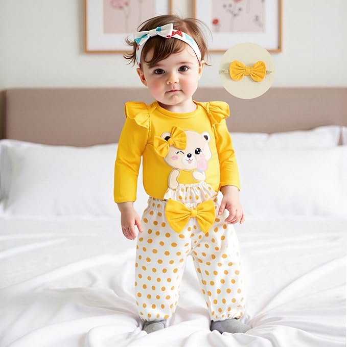 Fernvia Western Newborn Baby Girl Clothes Long Sleeve Letter Print Romper Animal Print Pants Headband 3Pcs Outfits Sets