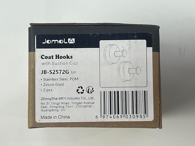 JOMOLA Suction Cup Shower Hooks for Hanging Towel Suction Hook for Inside Shower Stainless Steel Coat Hooks Wall Mounted Kitchen Utensil Stainless Steel, Brushed Gold, 2PCS