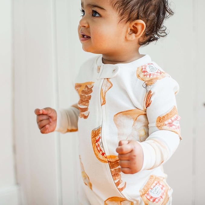 Burt's Bees Baby Baby Girls Pajamas, Zip Front Non-Slip Footed Sleeper Pjs, 100% Organic Cotton