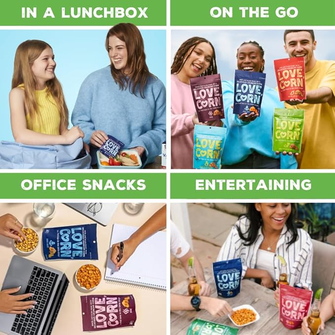 LOVE CORN Sour Cream & Onion 0.7oz x 20 Bags - Delicious Crunchy Corn - Healthy Family Snacks - Gluten Free, Kosher, NON-GMO - Alternative for Chips, Nuts, Crackers & Pretzels - Perfect for Charcuterie Boards