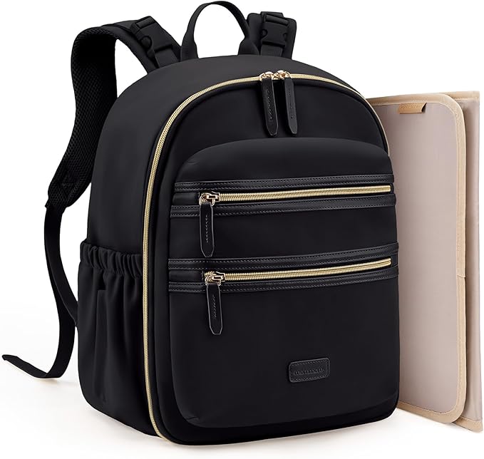 mommore Neoprene Diaper Bag Backpack Small Baby Bag Travel Mini Diaper Backpack for Newborn with Insulated Pockets, Stroller Straps