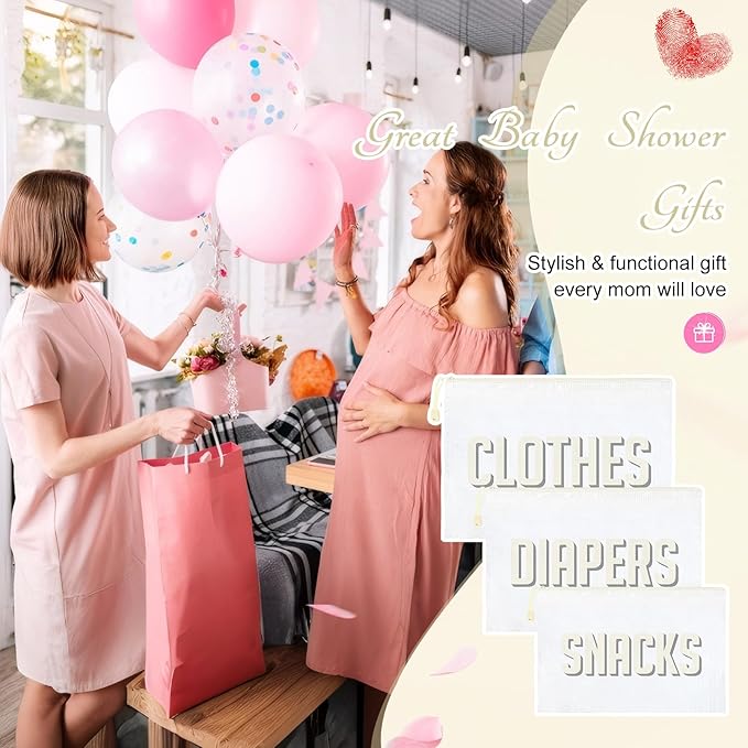 3pcs Hospital Bag Organizing Pouches for Labor and Delivery, Maternity Essentials Diaper Bag Organizer for Mom Travel - Beige/White