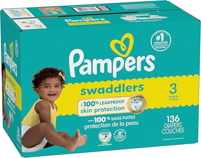 Pampers Baby Diapers - Swaddlers - Size 3, 136 Count, Ultra Absorbent Disposable Infant Diaper