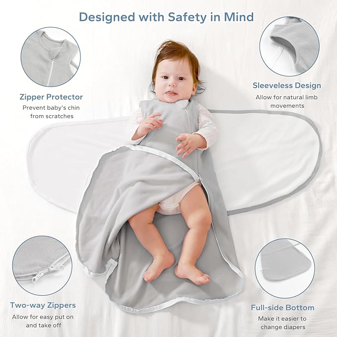 ZIGJOY Swaddle Sleep Sack Newborn 1.5 Tog Fleece Wearable Blanket Baby 0-3 3-6 6-12 Months - Winter Sleeping Sacks Bag