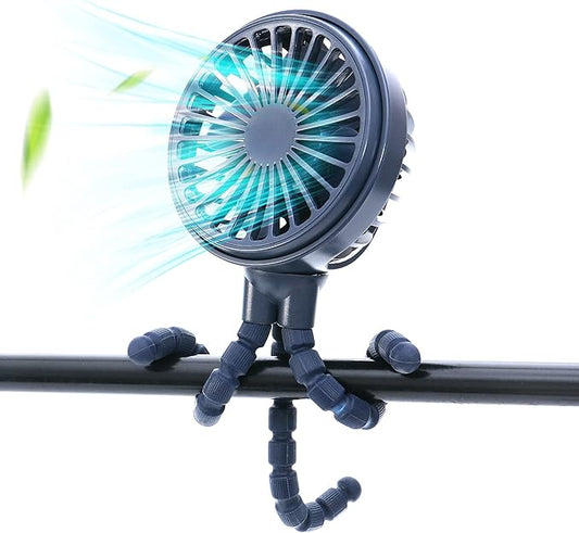 LAT Stroller Fan Flexible Tripod Clip On Fan,Portable Fan Car Seat Baby Fan with Flexible Tripod (Navy Blue)