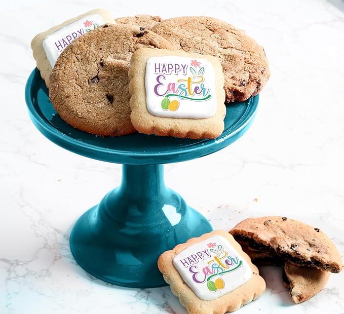 Happy Easter Cookie Gift Basket Chocolate Chip Cookies Fudge Filled For Men Women Kids | INDIVIDUALLY WRAPPED | Large Cookies Fresh Bakery Treats