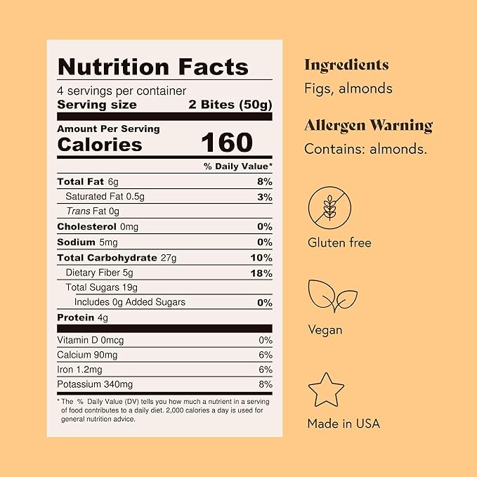 Fichi Fig and Nut Bites, a Wholesome and Delicious Gluten-Free Italian Fruit and Nut Snack (Two Pack, Fig and Almond)