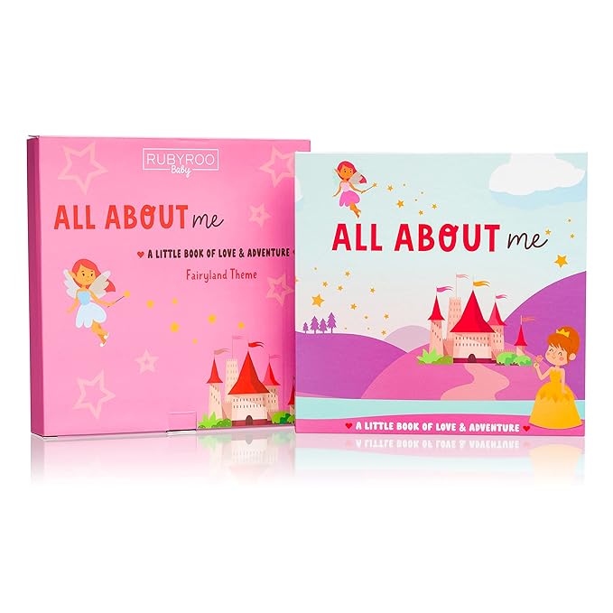 RubyRoo Baby Memory Book - Milestone Journal for Baby Girl - Baby Keepsake Photo Album - First 5 Years Scrapbook - Pregnancy Gift for Baby Shower, 60 Page Hardcover Record Book for Newborn - Fairyland