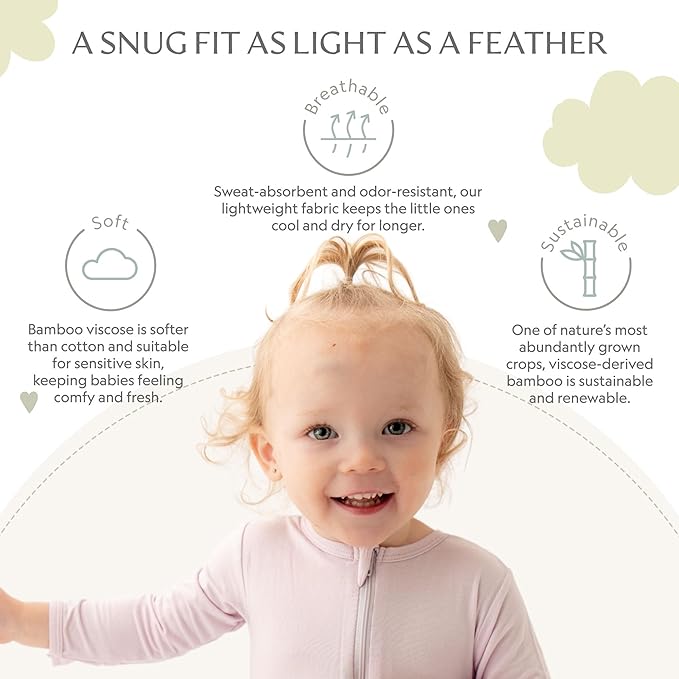 Bamboo Little Soft Baby Footie Pajamas, Baby Clothes, Newborn Sleepers, 95% Viscose and 5% Spandex, 0-24 Months