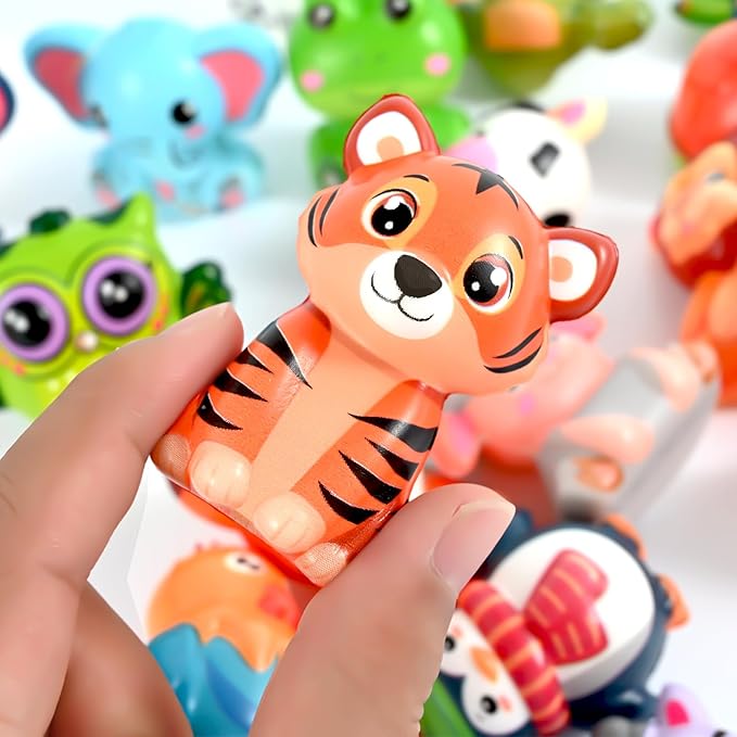 24PCS Party Favors for Kids, Animal Squishy Toys, Goodie Bag Pinata Fillers, Safari Wild Birthday Decorations, Treasure Chest Classroom Prizes,Easter Halloween Christmas Stocking Stuffers Gifts
