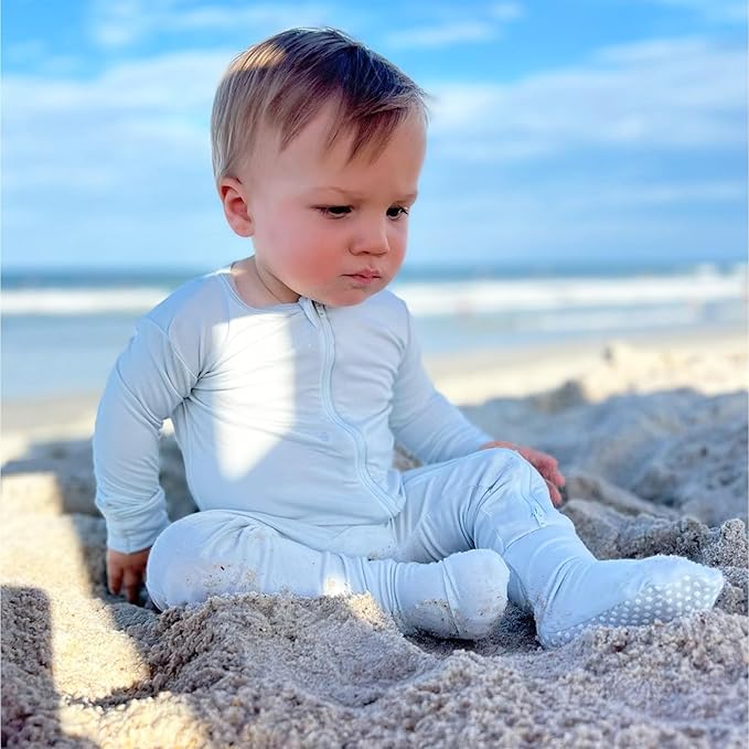 Bamboo Little Soft Baby Footie Pajamas, Baby Clothes, Newborn Sleepers, 95% Viscose and 5% Spandex, 0-24 Months