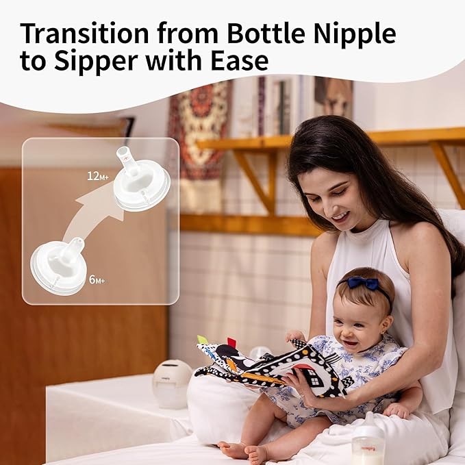 Pigeon Natural Weaning Silicone Sipper Conversion Kit - Smooth Toddler Transition Set | Includes Soft Sipper, Weighted Straws, and Cleaning Brushes | Ideal for Ages 12 Months+