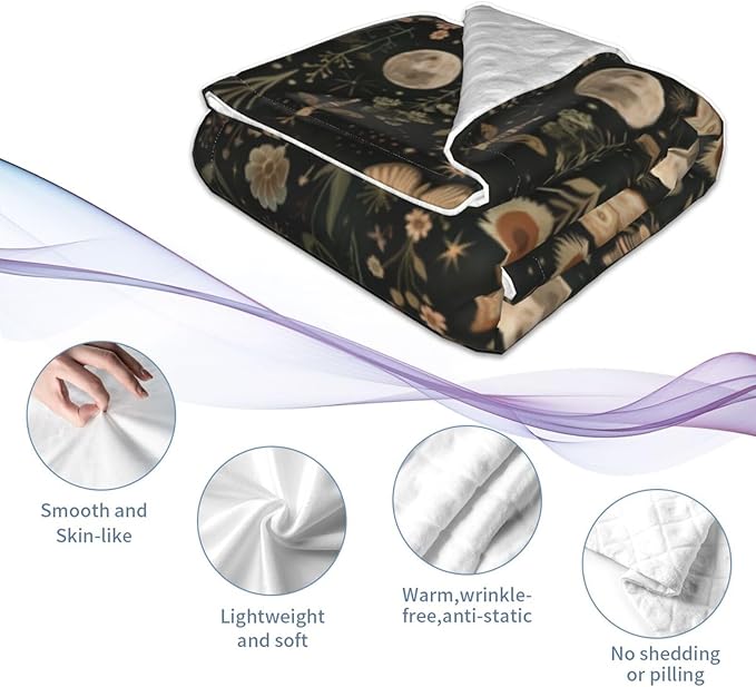 Baby Blanket Vintage Butterfly Moon Flower for Boy Girl Newborn 30x40 Inch Toddler Infant Nursery Throw Blankets Double Layer Comfy Soft Plush Stroller Crib Quilt