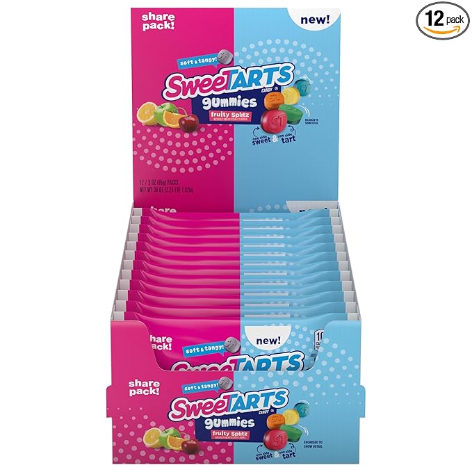 SweeTARTS Gummies Fruity Splitz, Candy, Sweet and Tart, Share Pack, 3 oz, 12 count