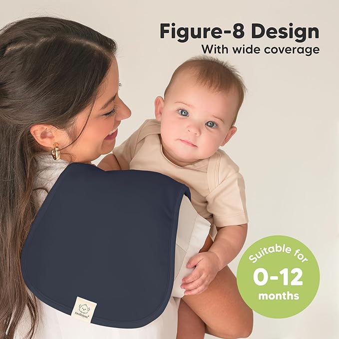 Organic Burp Cloths Baby Boy & Girl - 5-Pack Super Absorbent Cotton Burping Cloths for Babies, Soft & Plush Newborn Spit Up Rags, Infant Towels for Milk Spit Up, Unisex, Large 21" x 10" (Eclipse)