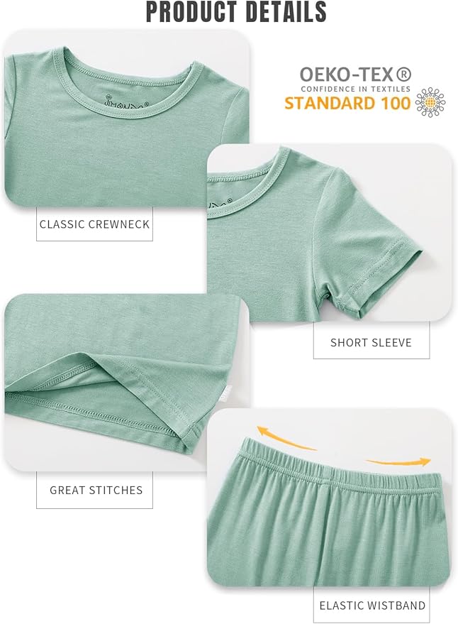 Jimonda Toddler Kids Girls Boys Pajamas Sets Soft Comfy Jammies Tencel Solid Raglan Sleepwear Pajamas Pjs 2pcs Set 18M-8Y