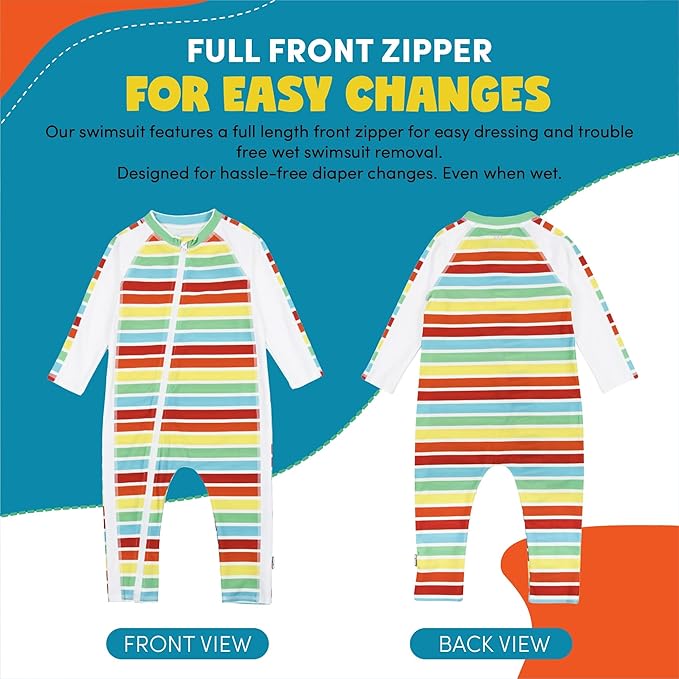 SwimZip Boys' Long-Sleeve UPF 50+ Swimsuit for Baby, Toddler, & Little Boys