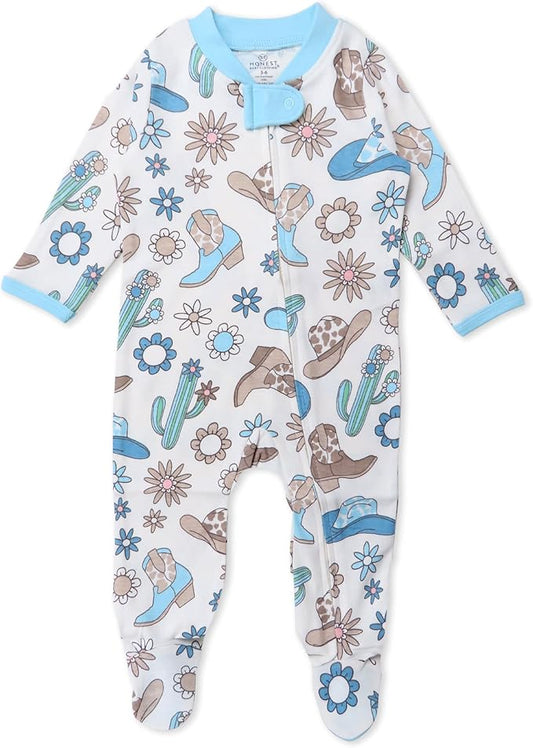 HonestBaby Sleep & Play Footed One-piece Pajama Sleeper 100% Organic Cotton, Baby Boys