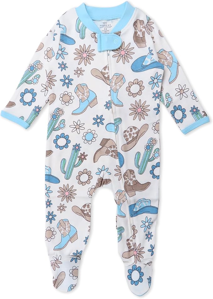 HonestBaby Sleep & Play Footed One-piece Pajama Sleeper 100% Organic Cotton, Baby Boys