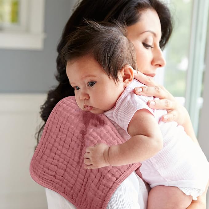 Looxii Muslin Burp Cloths Baby Girl 6 Pack - 20" x 10" - Ultra Soft & Absorbent, 6-Layer 100% Cotton for Spit Up & Drool- Gentle Burping Cloth, Baby Girl Newborn Essentials Shower Gifts, Bean Paste