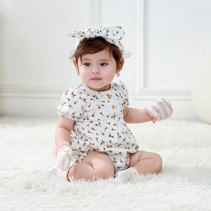 Baby Girls Boys Hats Mittens and Socks Set Cotton Infant Caps Newborn Soft Gloves 0-6 Months