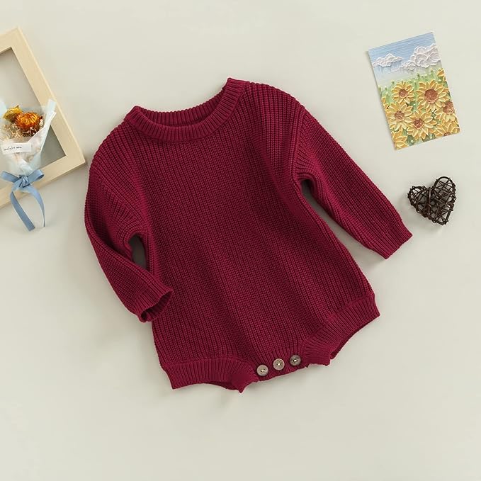 FYBITBO Baby Girl Boy Sweater Knit Oversized Pullover Sweatshirt Romper Onesie Warm Fall Winter Clothes Outfit Newborn