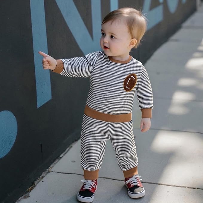 CIYCUIT Toddler Baby Boy Outfits Striped Sweatshirt Pants Clothes Set